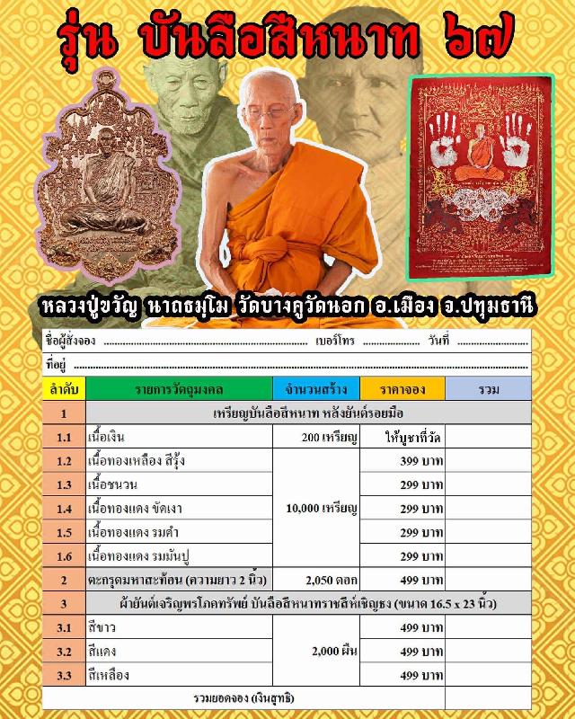 หลวงปู่ขวัญ นาถธมฺโม วัดบางคูวัดนอก จ.ปทุมธานี เปิดจองครับ