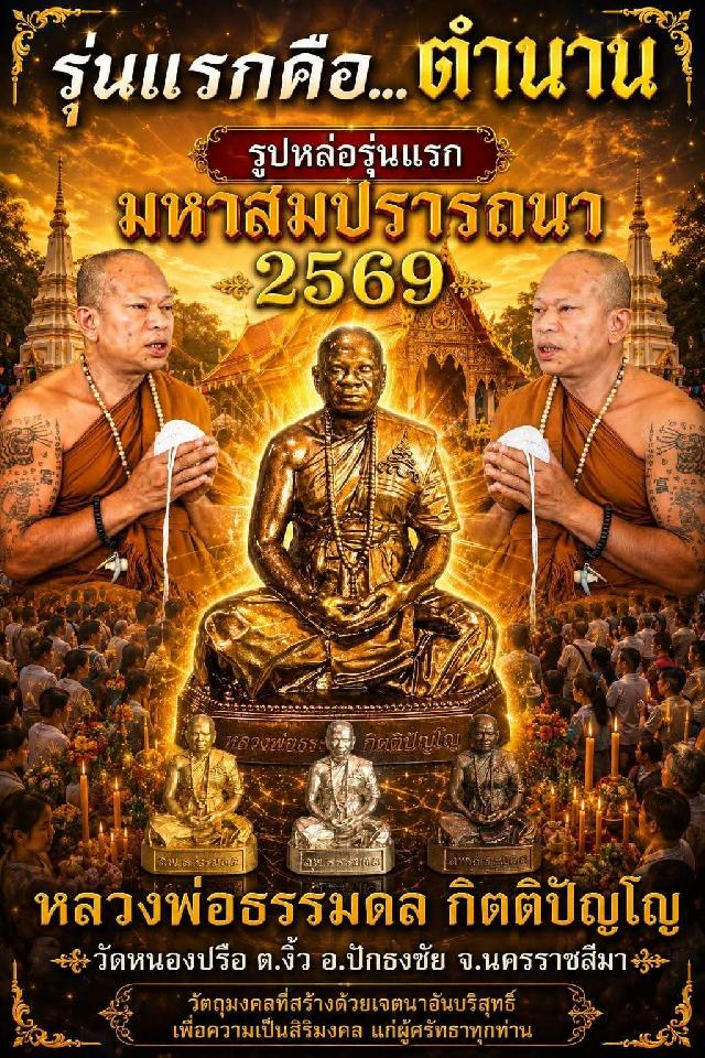 หลวงพ่อธรรมดล กิตติปัญโญ วัดหนองปรือ ต.งิ้ว อ.ปักธงชัย จ.นครราชสีมา  เปิดจองครับ
