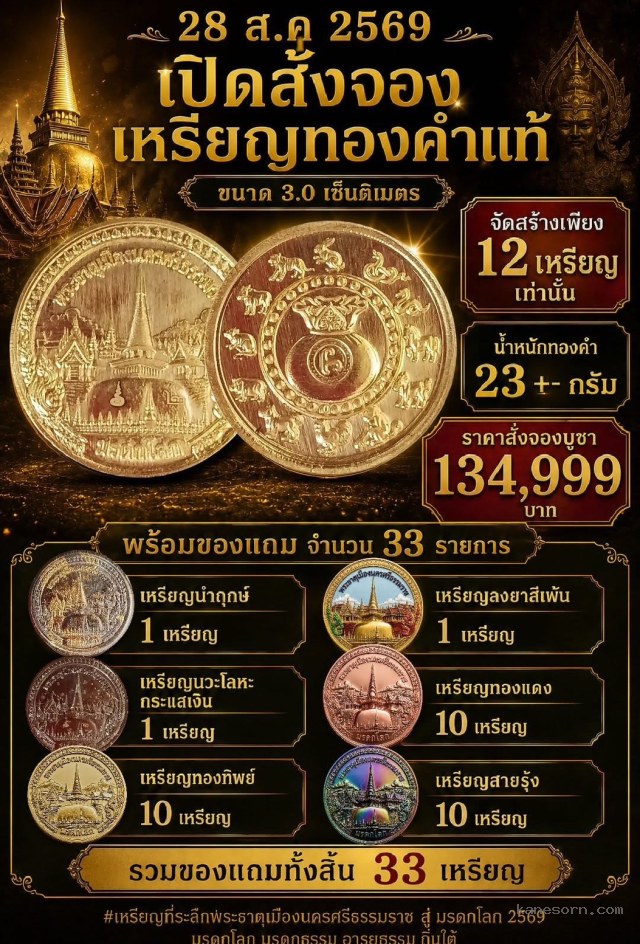 เปิดรับสั่งจ0งเหรียญวัดพระธาตุเมืองนครศรีธรรมราชมรดกโลก เปิดจองครับ