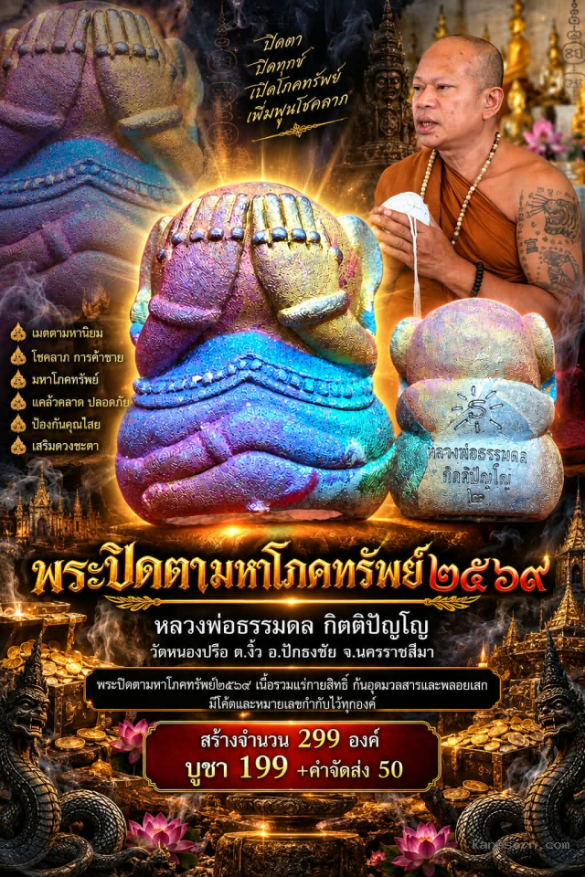 หลวงพ่อธรรมดล กิตติปัญโญ วัดหนองปรือ ต.งิ้ว อ.ปักธงชัย จ.นครราชสีมา เปิดจองครับ…