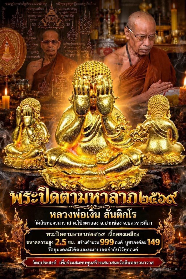 หลวงพ่อเงิน สันติกโร วัดสินทองวนาวาส ต.โป่งตาลอง อ.ปากช่อง จ.นครราชสีมา เปิดจองครับ