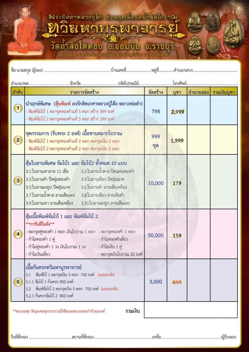 สืบทอดตำนานต้นฉบับ เนื้อผงน้ำมัน จากวัดประดู่ฉิมพลี    มาสู่  วัดถ้ำสิงห์โตทอง  เปิดจองครับ