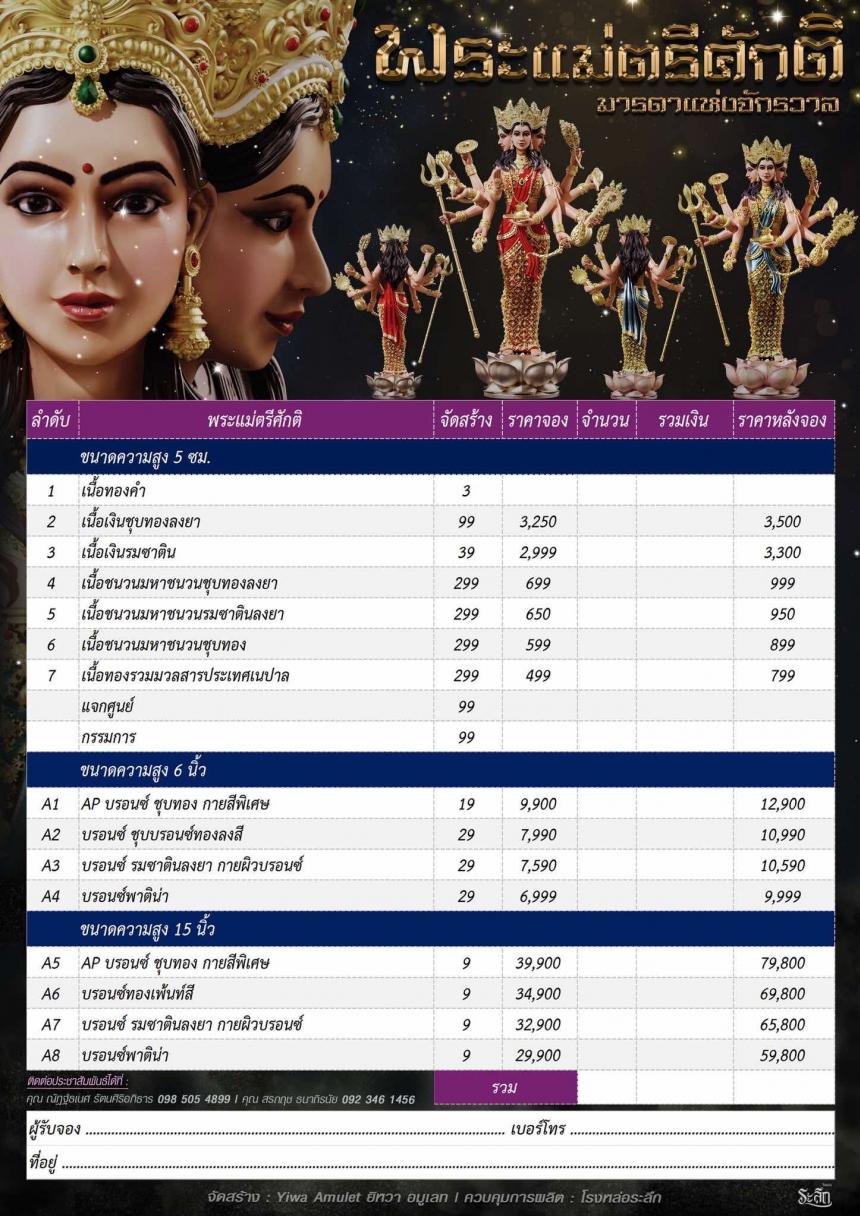 เปิดจอง ✧ พระแม่ตรีศักติ หรือ ตรีเทวี (Tridevi) เปิดจอง