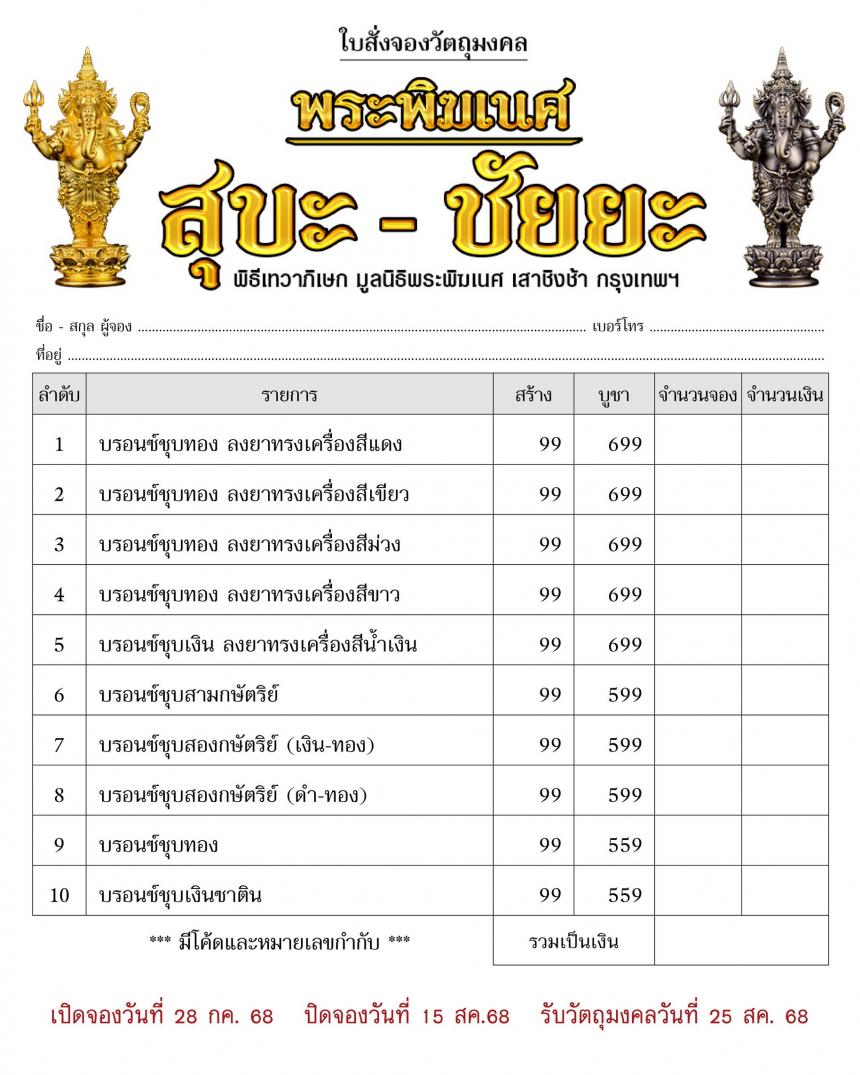 พระพิฆเนศ รุ่น #สุขะ-ชัยยะ ✨ มหาเทพผู้ประทานความสำIร็จ เปิดจองครับ