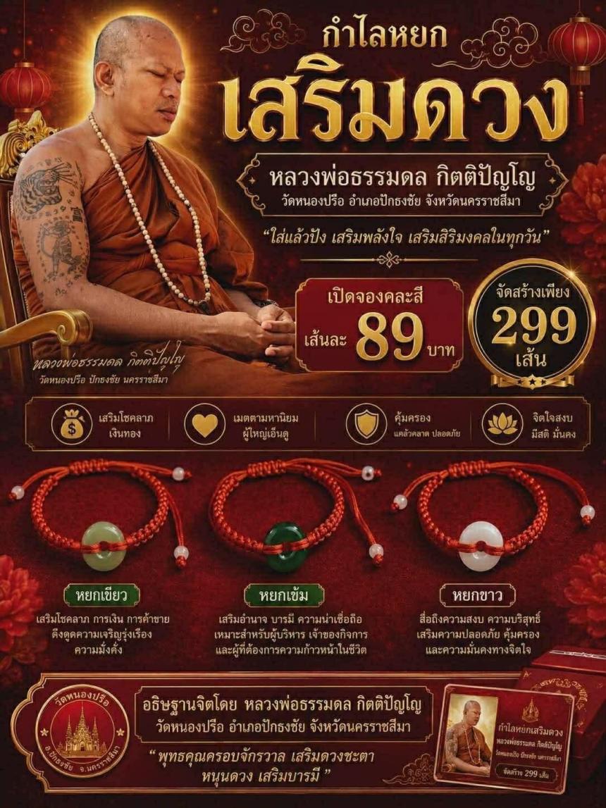 หลวงพ่อธรรมดล กิตติปัญโญ วัดหนองปรือ อำเภอปักธงชัย จังหวัดนครราชสีมา เปิดจองครับ