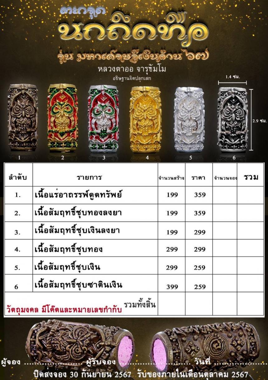 ตะกรุดนกถืดทือ    ของดีเด่นด้านโชคลาภใครไม่เคยมีโชค เปิดจองครับ