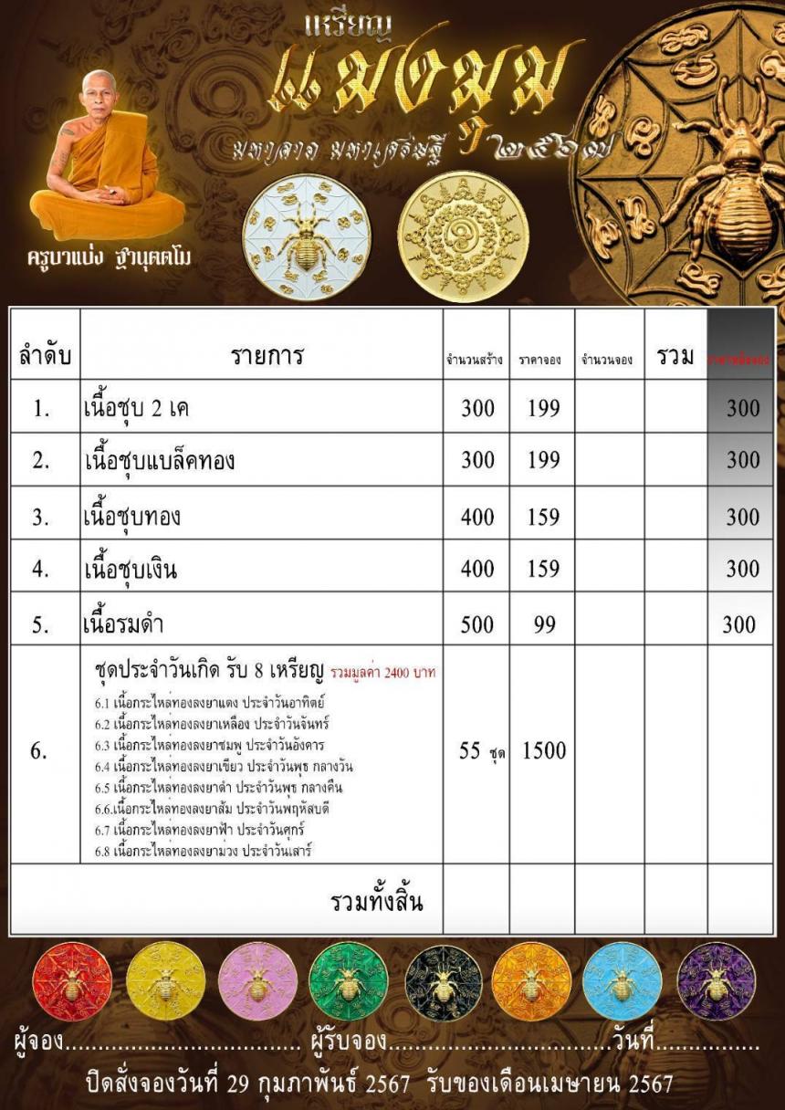 เหรียญแมงมุม มหาลาภ  ลงในวิชาด้านเรียกลาภ เรียกโชค เรียกทรัพย์ เสี่ยงโชค ให้มีแต่ได้  เพียบพร้อมไป ด้วย อานุภาพ ครอบคลุม  เปิดจองครับ