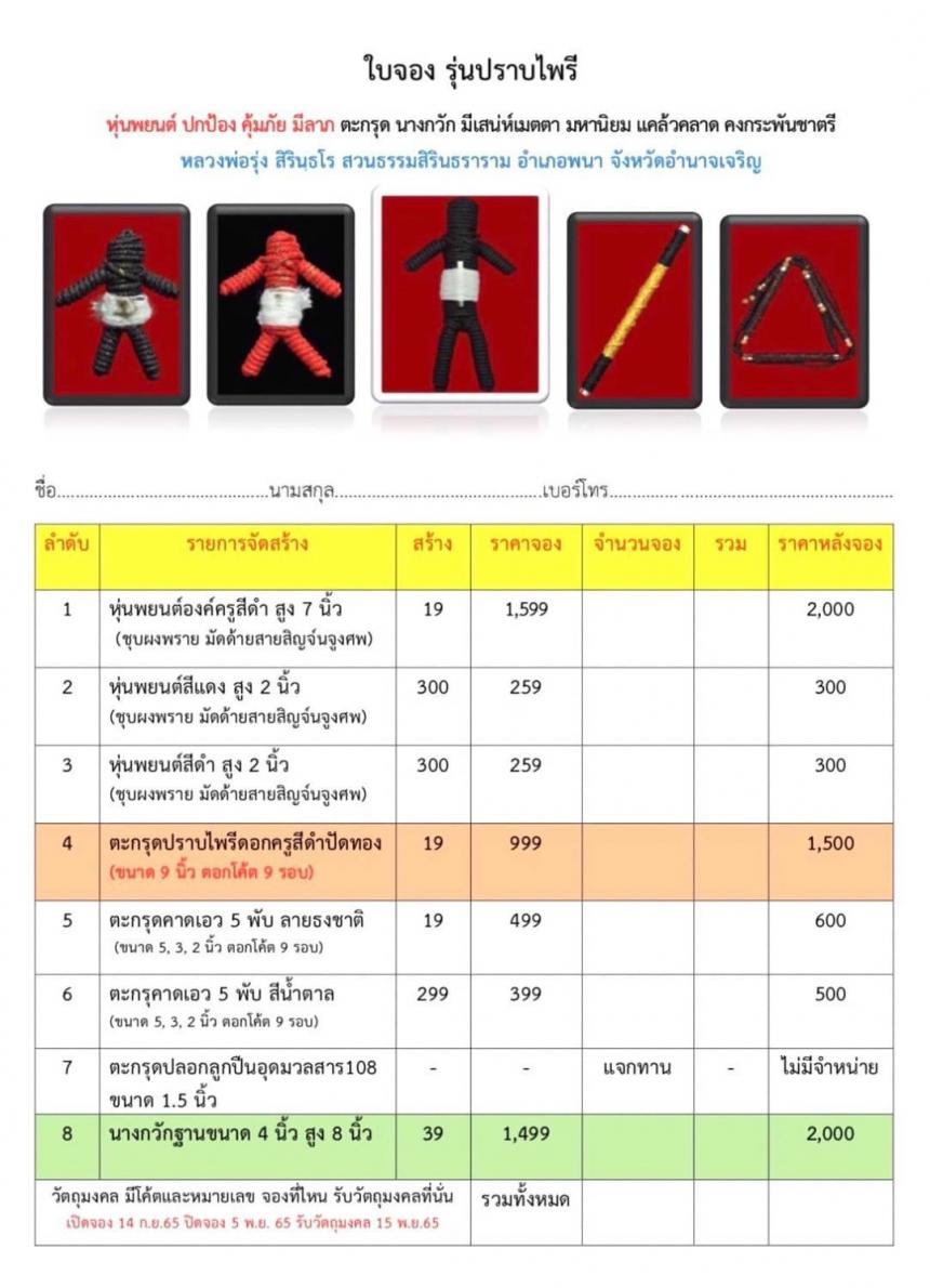 เปิดจอง📌หุ่นพยนต์ รุ่นปราบไพรี หลวงพ่อรุ่ง สิรินธโร ไดัจัดสร้างขึ้นตามหลักวิชาผูกหุ่นพยนต์การสร้างหุ่นพยนต์ เปิดจอง