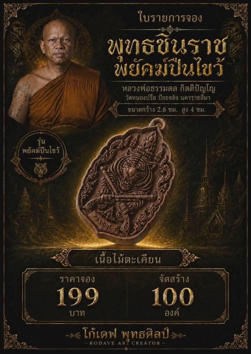 เปิดจองแล้ว พุทธชินราช พยัคฆ์ปืนไขว้