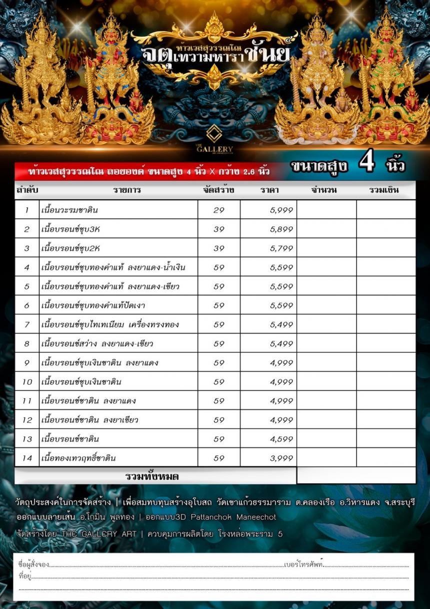 เปิดจองแล้ววันนี้ ท้าวเวสสุวรรณโณ รุ่น จตุเทวามหาราชันย์  เปิดจอง