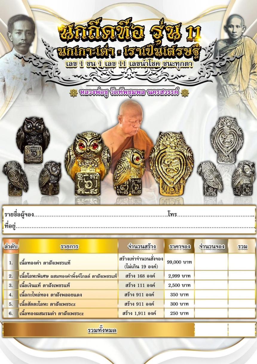 หลวงพ่อชู วัดทัพชุมพล จ.นครสวรรค์ เปิดจองครับ