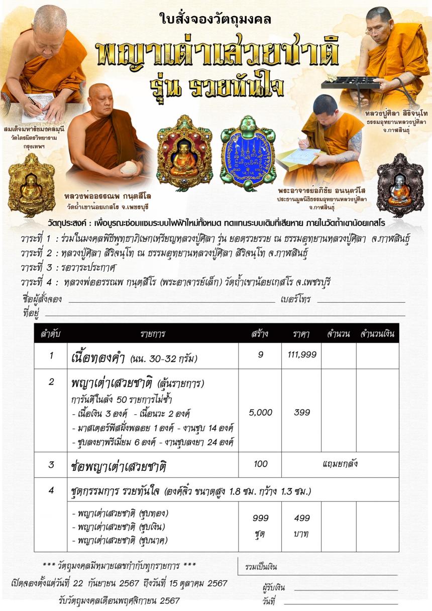 เจ้าประคุณสมเด็จธงชัย เมตตาประทานยันต์ ประทับบนหัวพญาเต่า  เปิดจองครับ