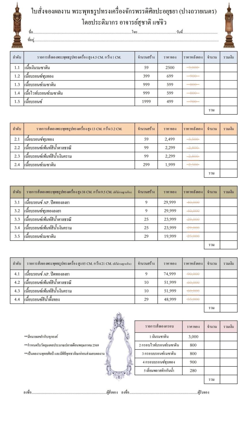 เปิดสั่งจอง พระพุทธรูปทรงเครื่องจักรพรรดิศิลปะอยุธยา (ปางถวายเนตร) เปิดจองครับ