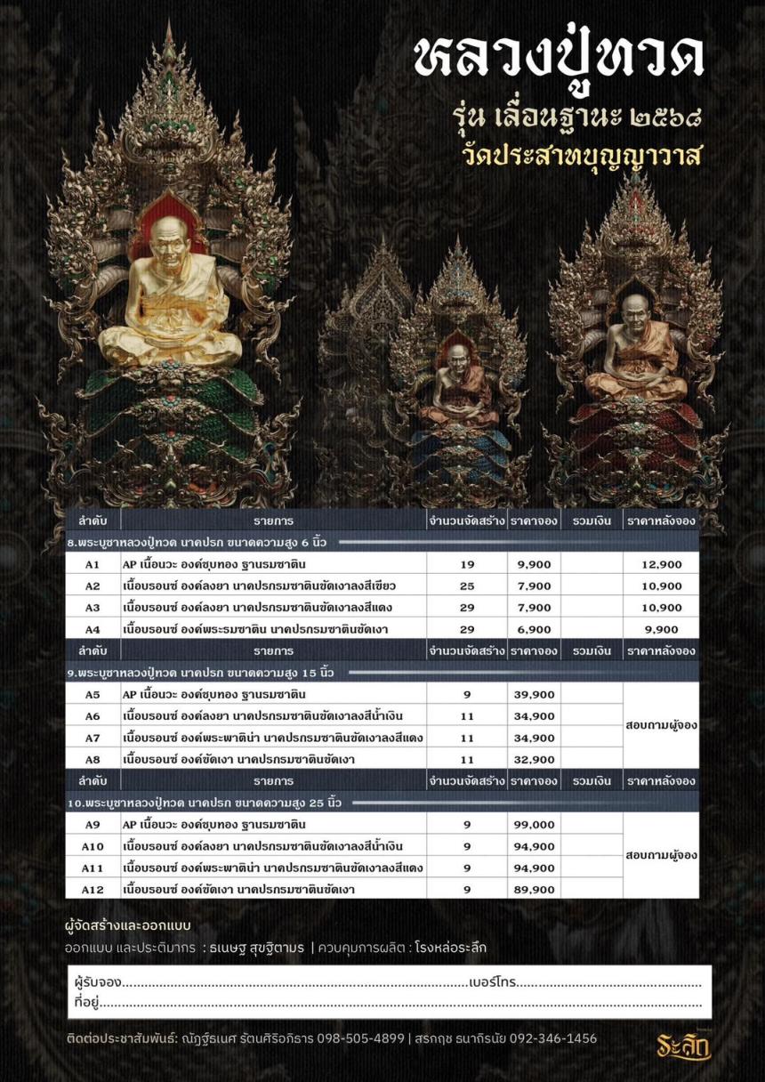 เปิดจองจอง        หลวงปู่ทวด  รุ่น เลื่อนฐานะ 2568  วัดประสาทบุญญาวาส เปิดจองครับ