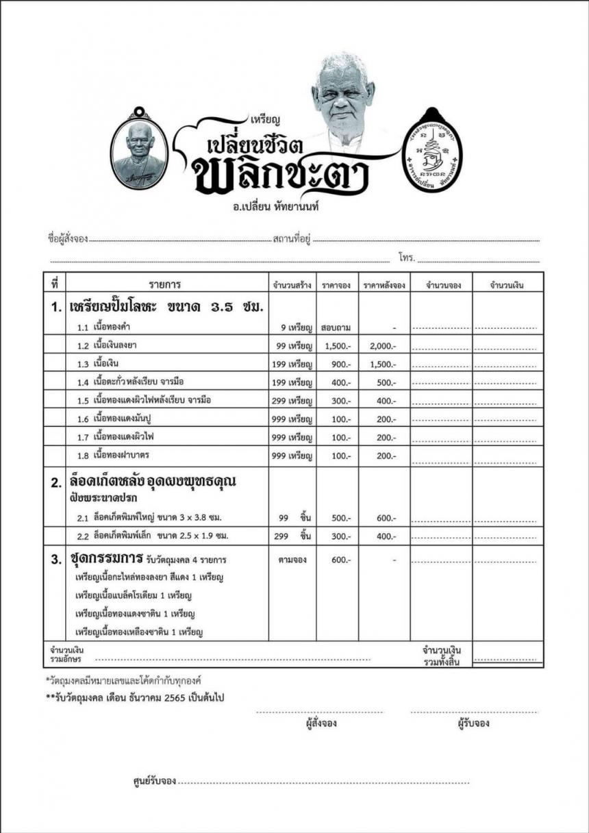 เปิดจองเหรียญอาจารย์เปลี่ยน หัทยานนท์  เปิดจองครับ