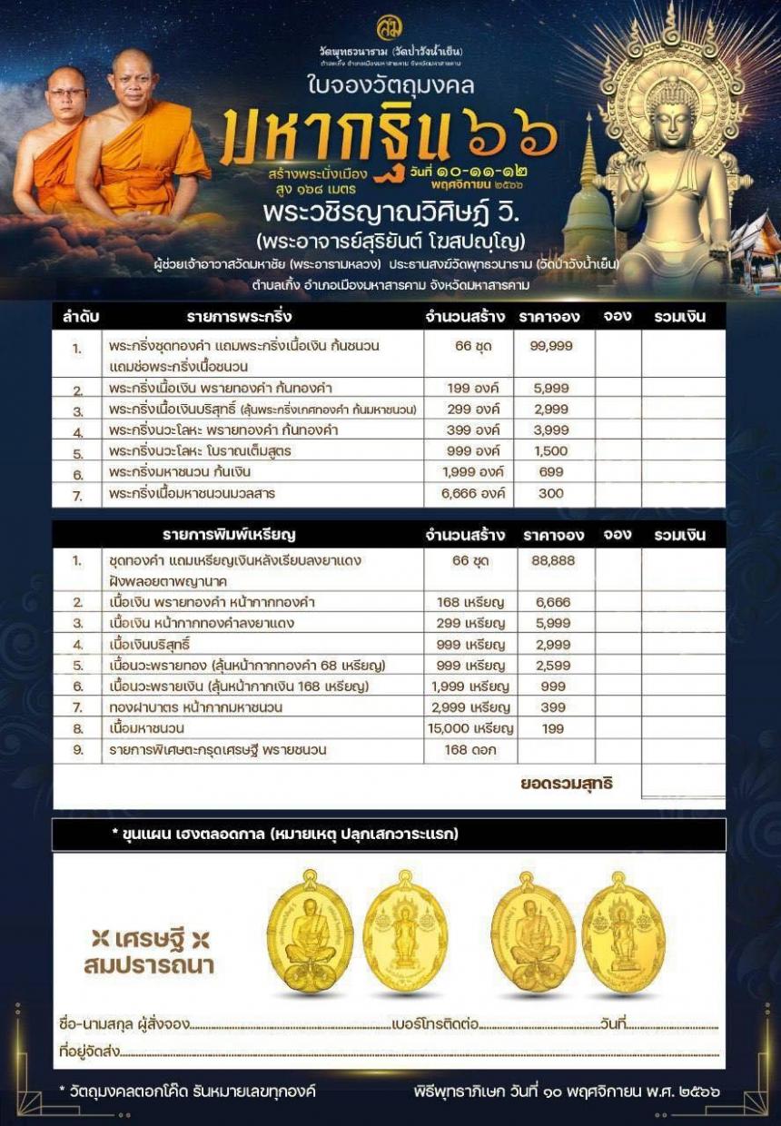 มหากฐิน ๖๖  #พระอาจารย์สุริยันต์  #วัดป่าวังน้ำเย็น เปิดจองครับ