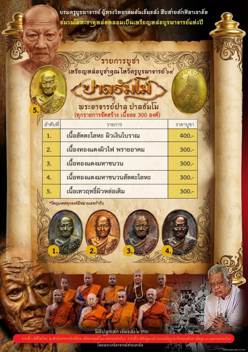 เปิดบูชาวัตถุมงคลแห่งปี มวลสารโลหะธาตุศักดิ์สิทธิ์ "บรมครูบูรพาจารย์ ผู้ทรงวิทยาคมอันเข้มขลัง" เปิดจองครับ