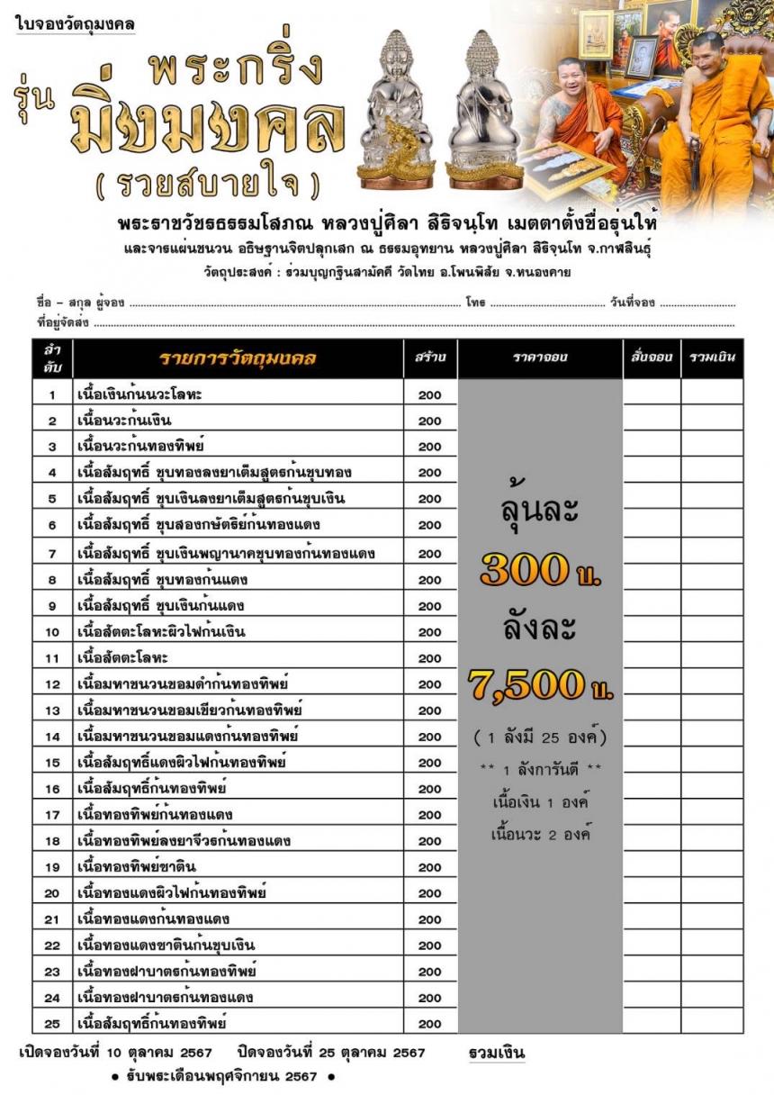 พระกริ่งมิ่งมงคล (รวยสบายใจ) เปิดจองครับ