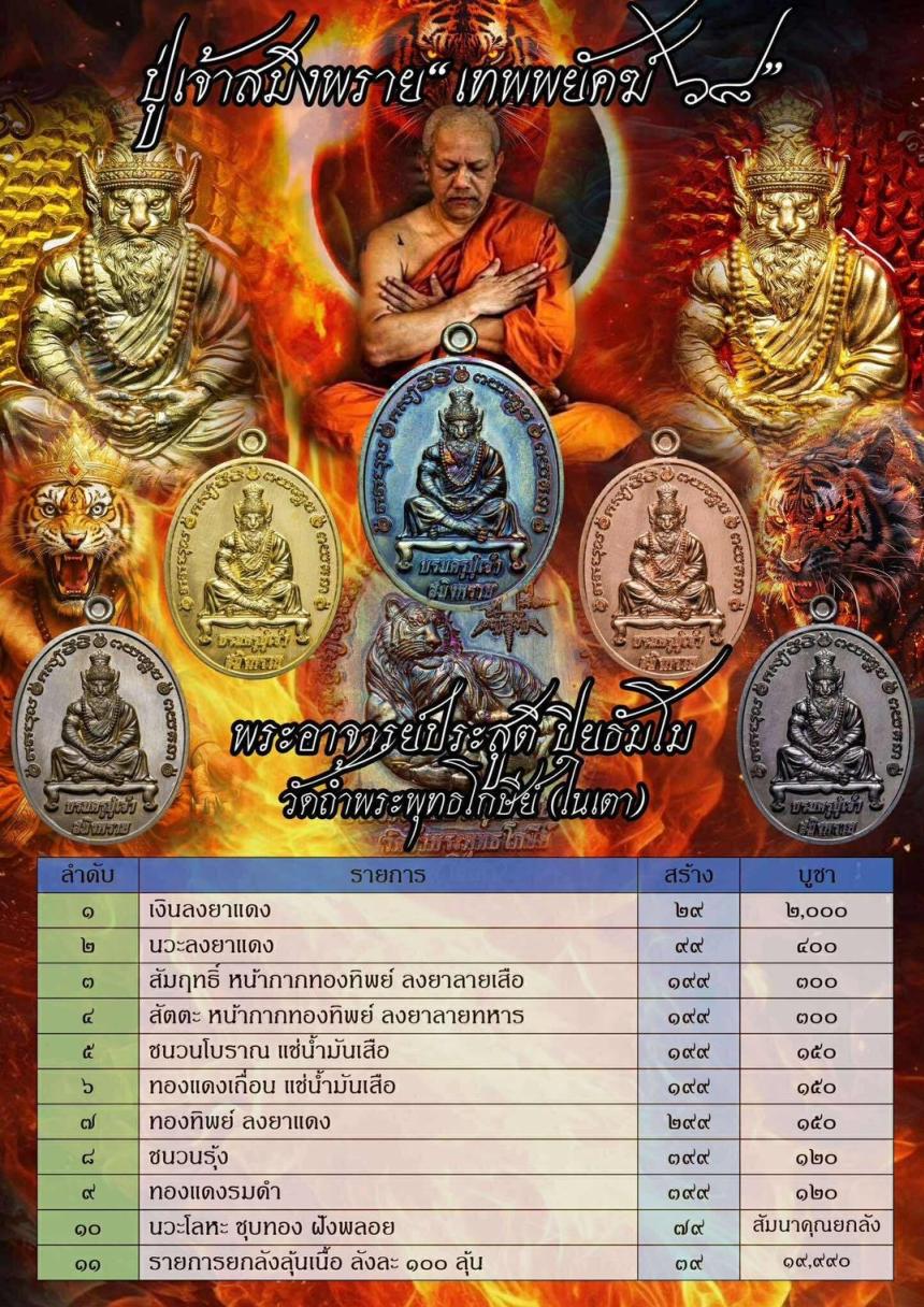 เหรียญปู่เจ้าสมิงพราย หลังพญาเสือนอนกิน💥 🙏 พระอาจารย์ประสูติ วัดในเตา จ.ตรัง  เปิดจองครับ